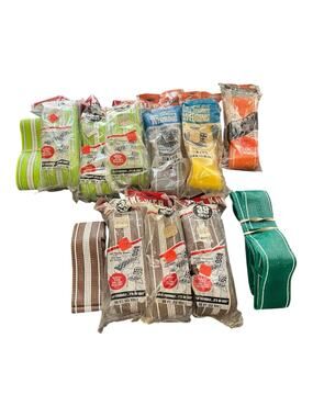 Lot of Vtg-NOS Lawn Chair Re-Webbing Kit-Heavy Duty-Green, Brown-Orange-Yellow
